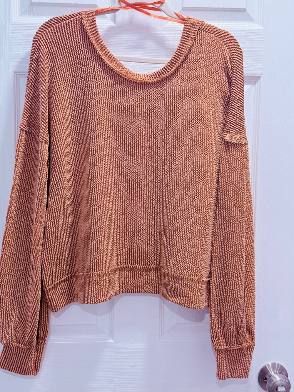 NWT New In Women's Lightweight Ribbed Crewneck Sweater - Cedar Wood